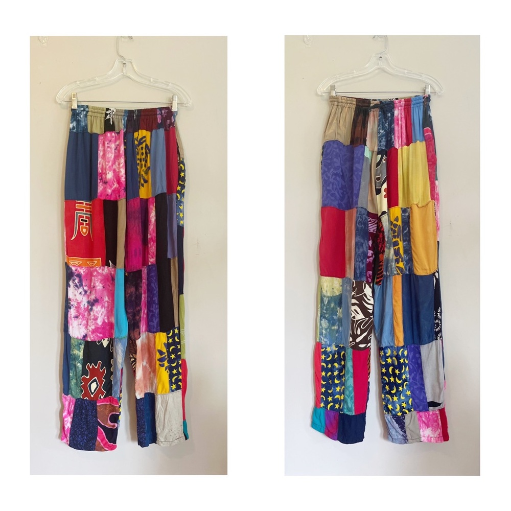 Vintage 90s patchwork pants hippie boho festival women’s M